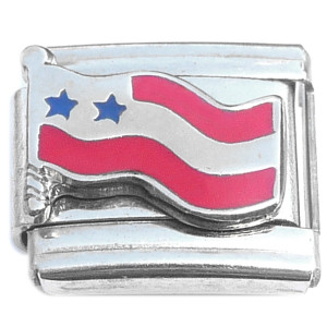Waving Flag Red Stripes Blue Stars Italian Charm