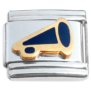 Megaphone Cheer Black Italian Charm Megaphone Cheer Black Italian Charm