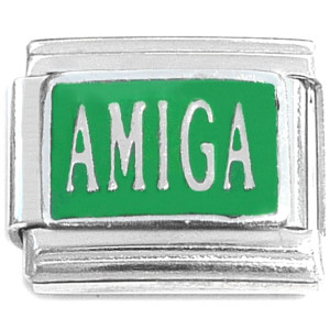 Amiga Spanish Girl Friend on Green Italian Charm Amiga Spanish Girl Friend on Green Italian Charm