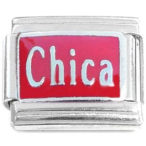 Chica Spanish Girl Young Woman on Red Italian Charm Chica Spanish Girl Young Woman on Red Italian Charm
