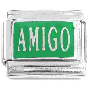 Amigo Spanish Male Friend on Green Italian Charm Amigo Spanish Male Friend on Green Italian Charm