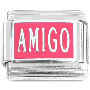 Amigo Spanish Male Friend on Red Italian Charm Amigo Spanish Male Friend on Red Italian Charm