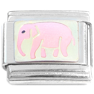 Elephant Walking Pink Italian Charm