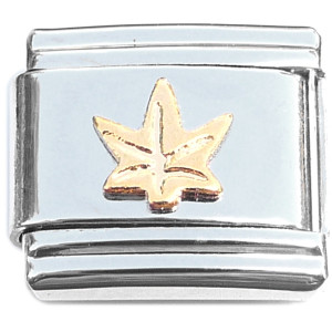 Marijuana Pot Leaf Goldtone Italian Charm Marijuana Pot Leaf Goldtone Italian Charm