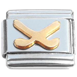Hockey Sticks Gold Italian Charm