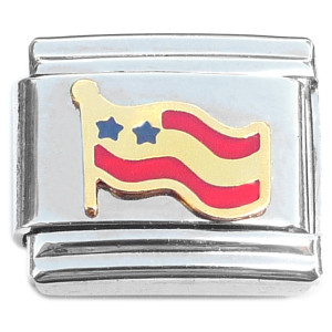 Stars and Stripes Flag Waving Goldtone Italian Charm Stars and Stripes Flag Waving Goldtone Italian Charm