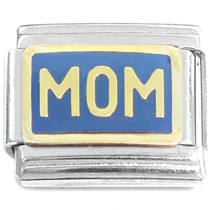 Mom Dark Blue Gold Italian Charm