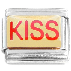Kiss Red Text Italian Charm