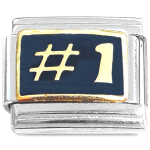 Number One Black Italian Charm Number One Black Italian Charm
