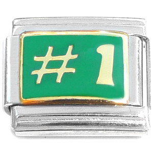 Number One Green Italian Charm Number One Green Italian Charm