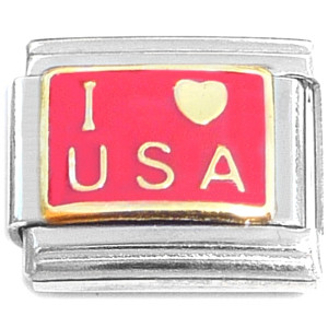 I Love USA Red Italian Charm
