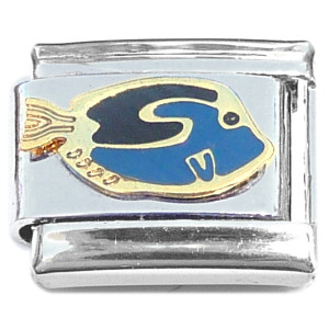 Fish Blue Black Dori Italian Charm