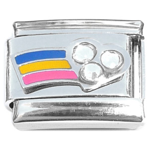 Bling Heart Rainbow Italian Charm