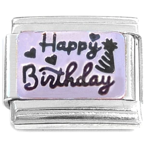 Happy Birthday Celebration Rosegold Italian Charm