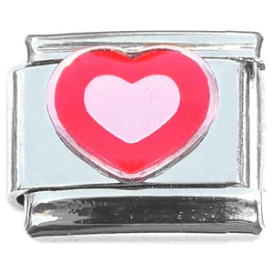 Pink Heart Inside Red Heart Love Italian Charm Pink Heart Inside Red Heart Love Italian Charm