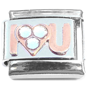 I Love You Bling Heart Rosegold Italian Charm
