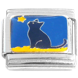 Cute Black Cat Star Sky Italian Charm Cute Black Cat Star Sky Italian Charm