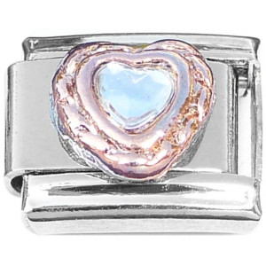 Raised Framed Bling Heart Italian Charm