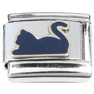 Black Cat Kitten Silhouette Italian Charm