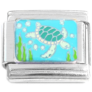 Sea Turtle Diving Swimming Italian Charm Sea Turtle Diving Swimming Italian Charm