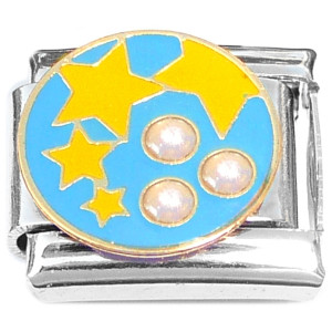 Starburst Bling Stars on Blue Italian Charm