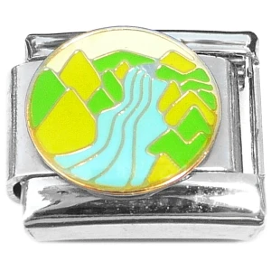 River Running Mountain Hills Italian Charm