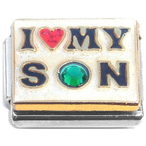 I Love My Son Green Bling Italian Charm I Love My Son Green Bling Italian Charm