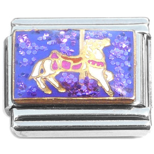 Carousel Horse Purple Glitter Italian Charm Carousel Horse Purple Glitter Italian Charm
