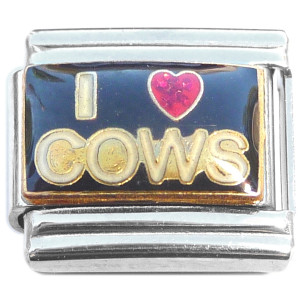 I Love Cows Glitter Red Heart Italian Charm