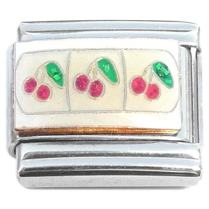 Triple Cherries Glitter Italian Charm