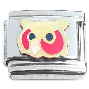 Cute Owl Face Red Italian Charm