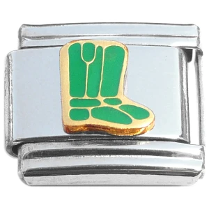 Cowboy Boots Green Italian Charm