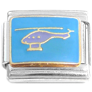 Flying Helicopter Purple Blue Italian Charm Flying Helicopter Purple Blue Italian Charm