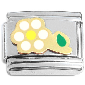 Cute White Flower Green Leaf Italian Charm Cute White Flower Green Leaf Italian Charm