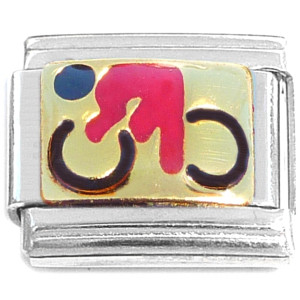 Red Cyclist Riding Bike Bicycle Italian Charm Red Cyclist Riding Bike Bicycle Italian Charm