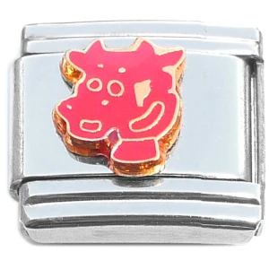 Cute Cow Head Red Italian Charm