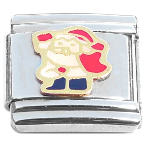 Santa Waving Red Hat Italian Charm