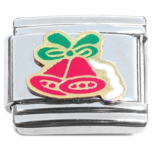 Red Bells Green Bows Italian Charm Red Bells Green Bows Italian Charm