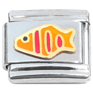 Fish Orange Red Stripe Italian Charm Fish Orange Red Stripe Italian Charm