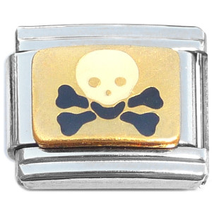Skull Crossbones Black White Italian Charm Skull Crossbones Black White Italian Charm
