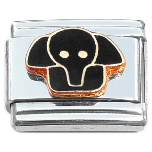 Cute Elephant Facing Forward Black Italian Charm Cute Elephant Facing Forward Black Italian Charm