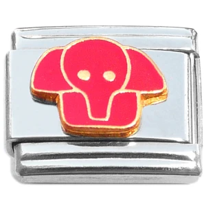 Cute Elephant Facing Forward Red Italian Charm