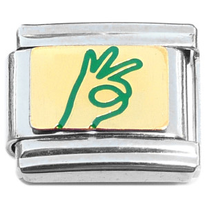 Ok Hand Sign Gotcha Okay Green Italian Charm Ok Hand Sign Gotcha Okay Green Italian Charm