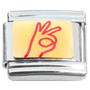 Ok Hand Sign Gotcha Okay Red Italian Charm