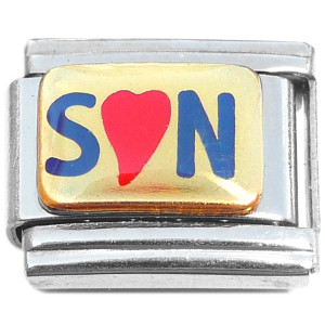 Son Blue Red Heart Italian Charm Son Blue Red Heart Italian Charm