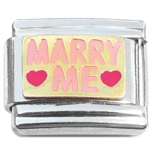 Marry Me Pink Red Hearts Italian Charm