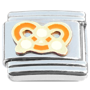 Pretzel Knot Brown White Italian Charm Pretzel Knot Brown White Italian Charm