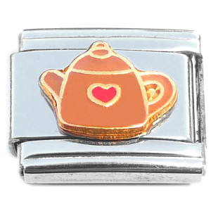 Heart Teapot Pot of Tea Brown Italian Charm Heart Teapot Pot of Tea Brown Italian Charm