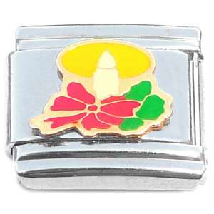 Candle Bow Christmas Holiday Italian Charm Candle Bow Christmas Holiday Italian Charm