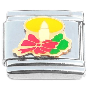 Candle Bow Christmas Holiday Italian Charm